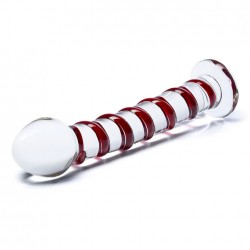 Mr. Swirly Red Spiral 8" Handblown Glass Dildo