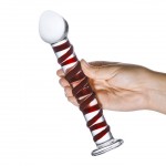 Mr. Swirly Red Spiral 10" Handblown Glass Dildo
