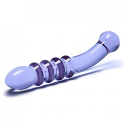 9" Purple Rain Ribbed Handblown Glass Dildo