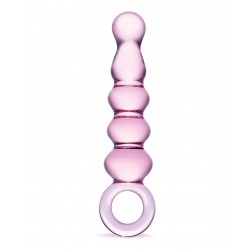 Glas 69 Quintessence Beaded Anal Slider Glass Dildo with Ring Handle 