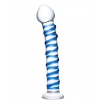 Glas Blue Spiral Glass Dildo