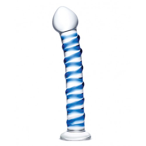 Glas Blue Spiral Glass Dildo