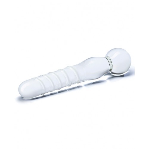  8" Joystick Clear Glass Dildo 
