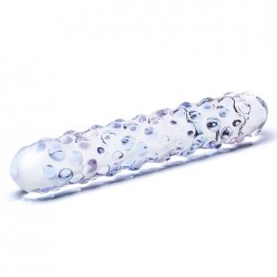 7" Purple Rose Nubby Handblown Glass Dildo