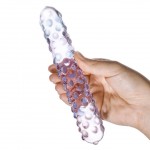7" Purple Rose Nubby Handblown Glass Dildo