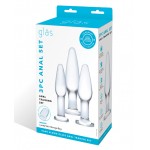 Glass 3 Piece Anal Training Butt Plug Set