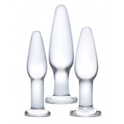 Glass 3 Piece Anal Training Butt Plug Set