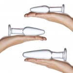 Glass 3 Piece Anal Training Butt Plug Set