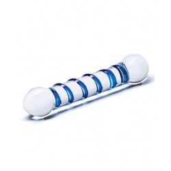 6.5" Blue Spiral Glass Dildo 