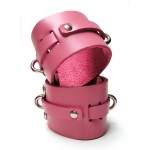Pink Bound Leather Wrist Cuffs