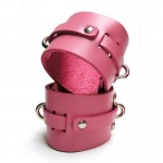 Pink Bound Leather Ankle Cuffs