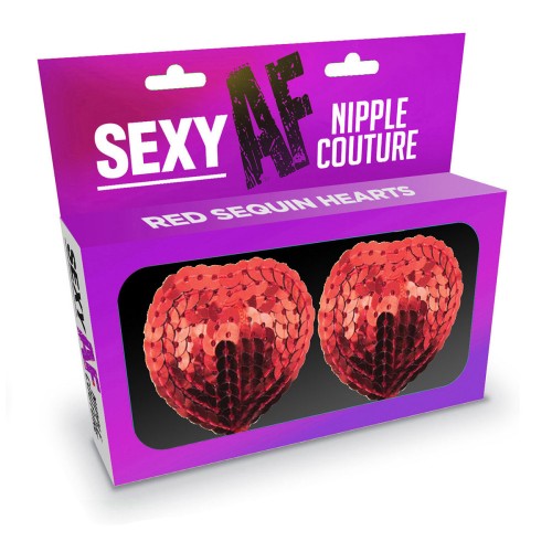 Sexy Nipple Couture Red Sequin Hearts