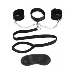 Black Collar Cuffs And Leash Set