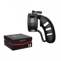 ManCage Model 19 Black 4.5” Silicone Chastity Cock Cage Ballsplitter