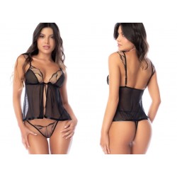 7633 Babydoll and Matching Thong Color Black-Nude