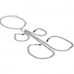 Chained Collar & Nipple To Clit Clamps 