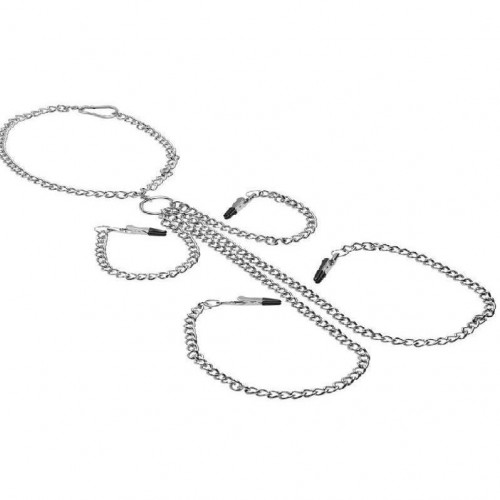 Chained Collar & Nipple To Clit Clamps 