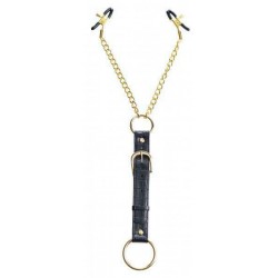 Penitentiary Gold Nipple Clamps and Cock Ring Set