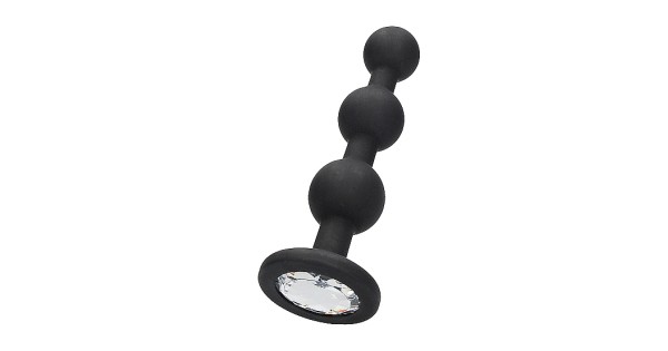 Ouch! Black Silicone Anal Bead Diamond Butt Plug