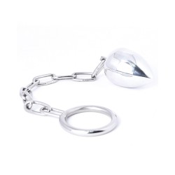 Steel Anal Egg With Chained 45mm Cock Ring