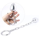 Steel Anal Egg With Chained 45mm Cock Ring