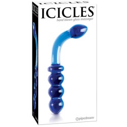 Icicles No. 31 Curved Beaded Dual-Ended Glass Dildo Blue