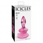 Icicles No. 90 Pink Glass Suction Cup Anal Plug