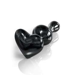 Icicles No. 74 Heart Black Glass Anal Plug