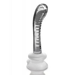 Icicles No. 88 Clear Glass Curved Ribbed Dildo