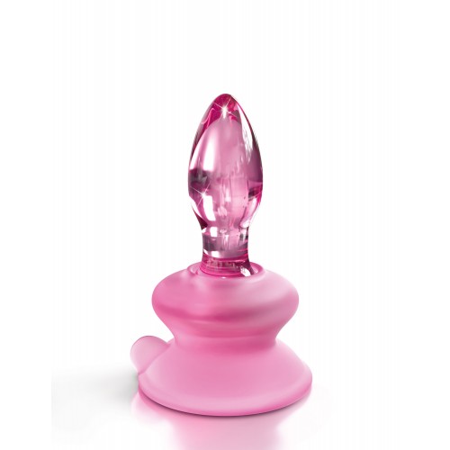 Icicles No. 90 Pink Glass Suction Cup Anal Plug