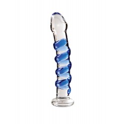 Icicles No. 5 Phallic Blue Spiral Glass Dildo