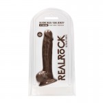 RealRock Ultra Silicone Dildo With Balls Brown