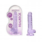 Purple Crystal Clear Dildo With Balls & Suction Base