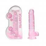 Pink Crystal Clear Dildo With Balls & Suction Base