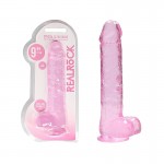 Pink Crystal Clear Dildo With Balls & Suction Base