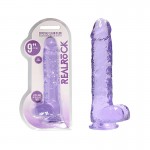 Purple Crystal Clear Dildo With Balls & Suction Base