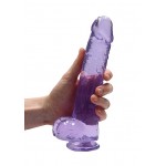 Purple Crystal Clear Dildo With Balls & Suction Base