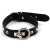 O-Ring Studded Black Leather Collar