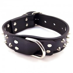 Studded Collar Black Leather