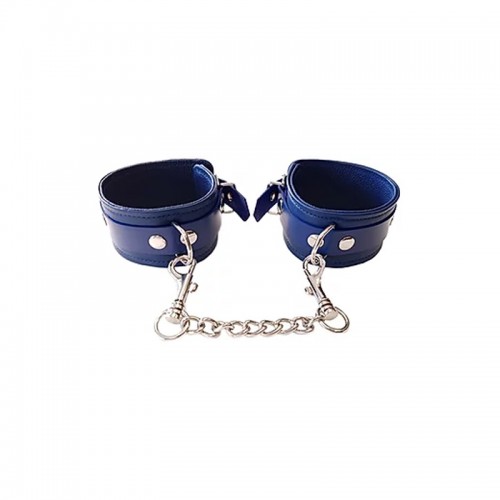 Genuine Leather Wrist Cuffs - Blue