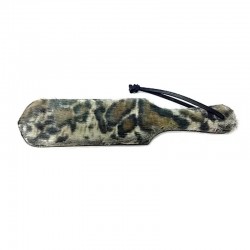 Two Sided Leather Paddle With Faux  Leopard Fur