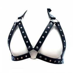 Female Chest Harness - Black Leather