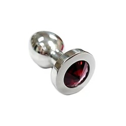 Rouge Stainless Steel Smooth Pretty Butt Plug with Red Crystal
