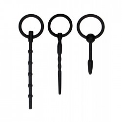 Urethral Sounding 3-Piece Silicone Plug Set Black 