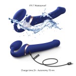 Vibrating Multi Orgasm Bendable Strapless Strap-On in Midnight Blue