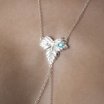 Secret Garden Silver Leaf Non-Piercing Nipple Necklace Breast Chain 