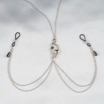 Catwoman Non-Piercing Nipple Necklace with Hematite Pearl in Silver or Gold 