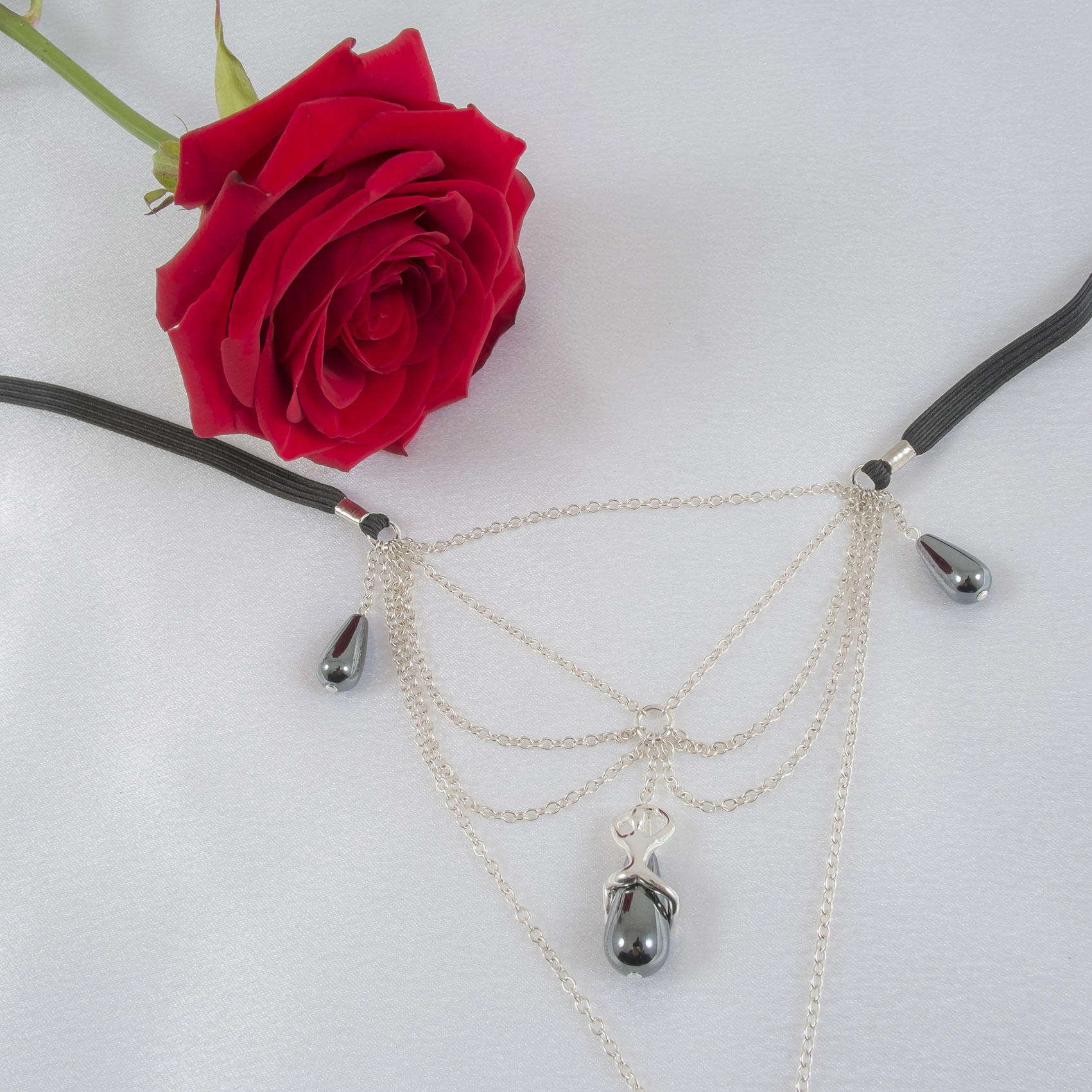 Secret Passion GString with Hematite Pearls