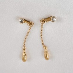 Crystal Adorned Gold Drop Pendant Non-Piercing Labia Jewelry