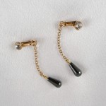 Crystal Adorned Hematite Drops Non-Piercing Labia Jewelry